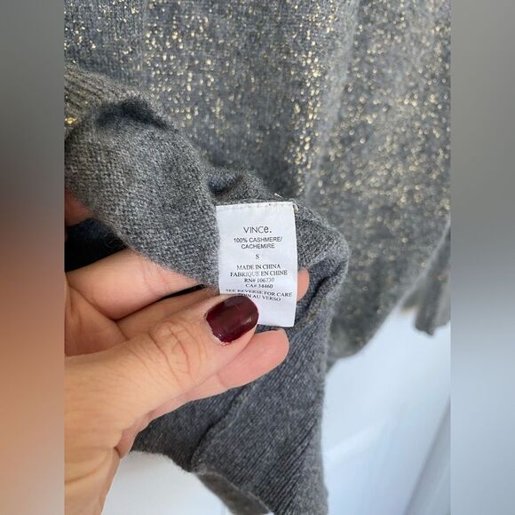 Vince Cashmere Grey & Golden Sweater - Picture 9 of 9